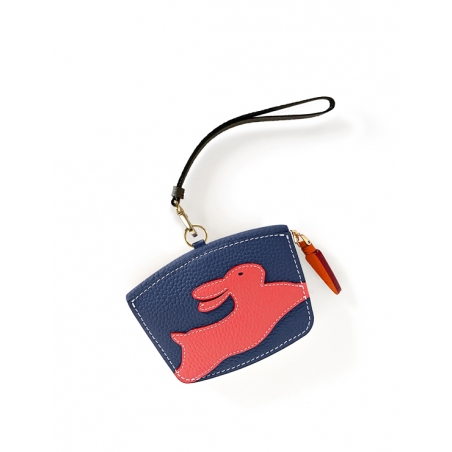 'En L'Air Monnaie Lièvre' Porte Monnaie Cuir Nappa Marine