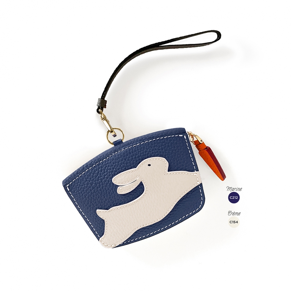 'En L'Air Monnaie Lièvre' Porte Monnaie Cuir Nappa Marine