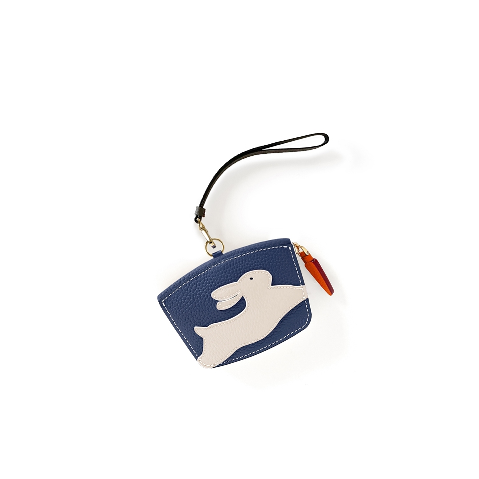 'En L'Air Monnaie Lièvre' Porte Monnaie Cuir Nappa Marine
