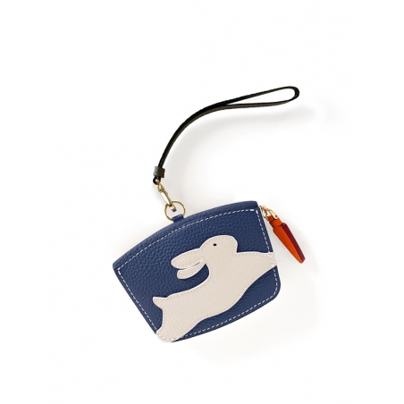 'En L'Air Monnaie Lièvre' Nappa Leather Wallet Navy Blue