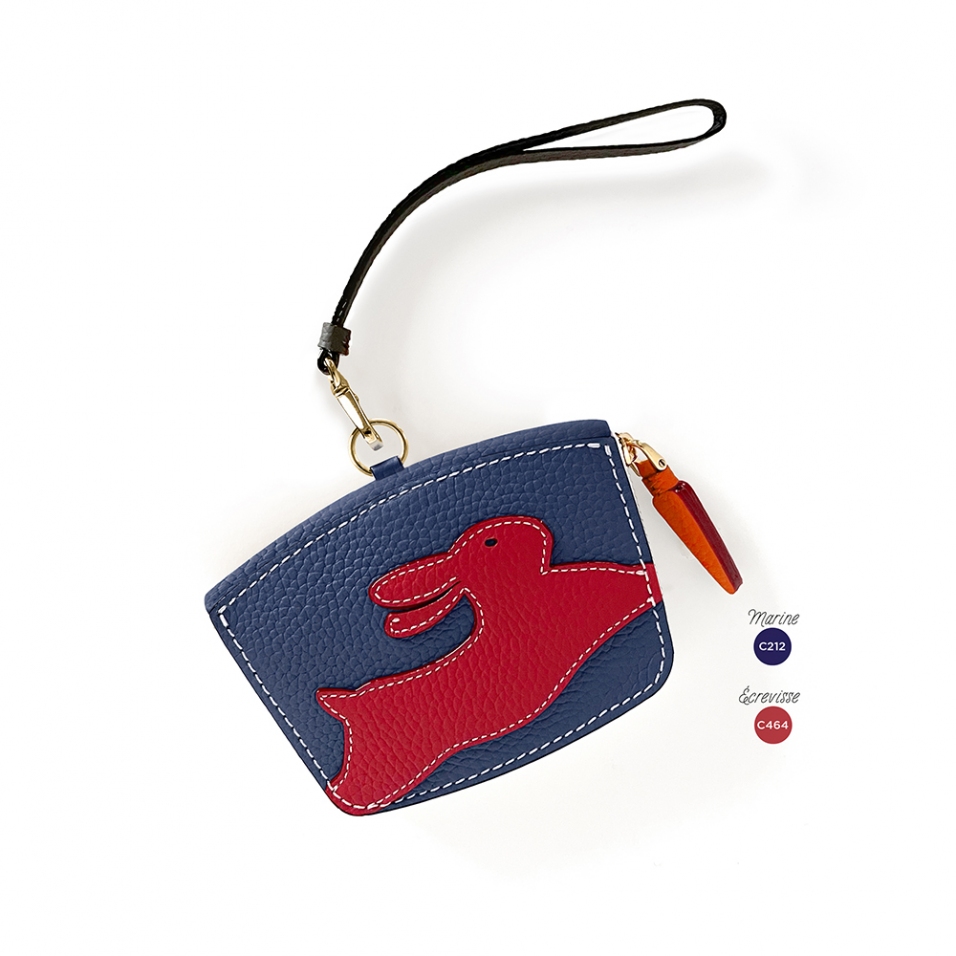 'En L'Air Monnaie Lièvre' Nappa Leather Wallet Navy Blue