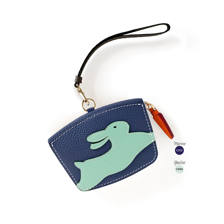 'En L'Air Monnaie Lièvre' Nappa Leather Wallet Navy Blue