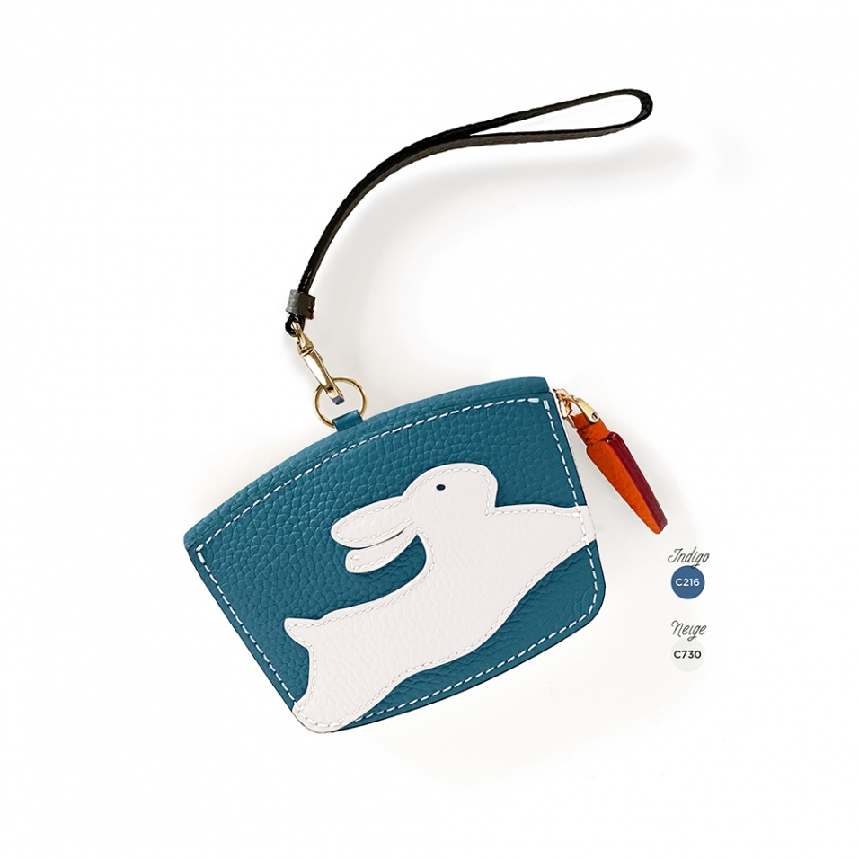 'En L'Air Monnaie Lièvre' Porte Monnaie Cuir Nappa Indigo