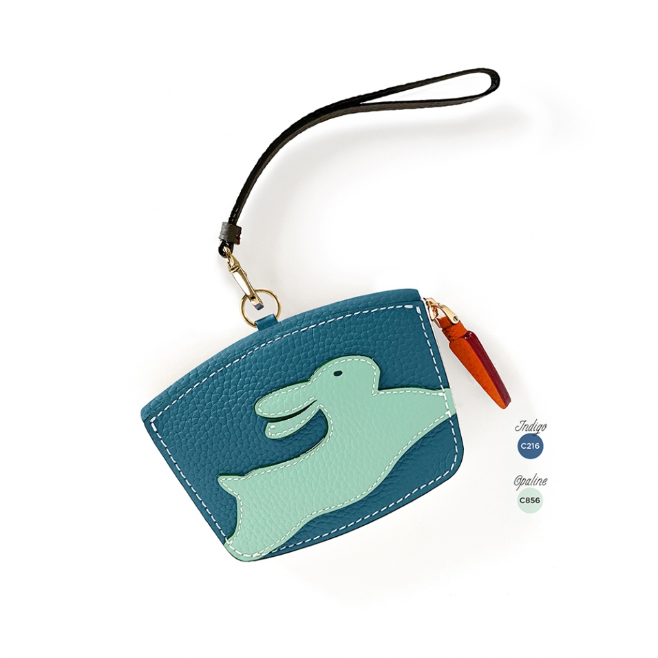 'En L'Air Monnaie Lièvre' Porte Monnaie Cuir Nappa Indigo