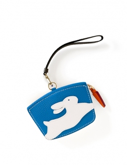 'En L'Air Monnaie Lièvre' Nappa Leather Wallet Cyan
