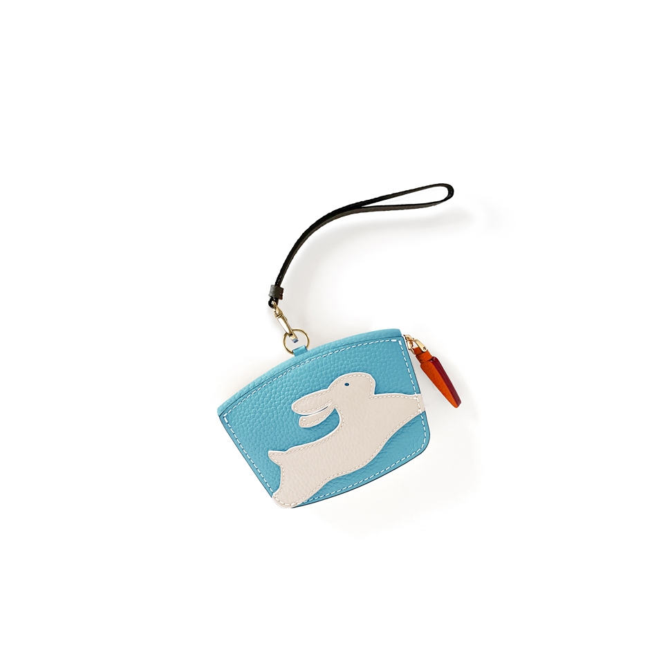 'En L'Air Monnaie Lièvre' Nappa Leather Wallet Sky Blue