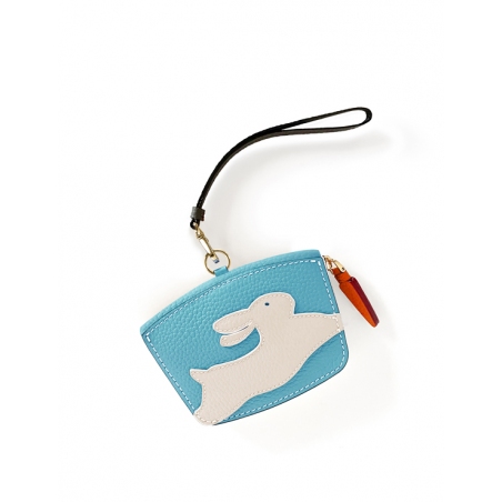 'En L'Air Monnaie Lièvre' Nappa Leather Wallet Sky Blue