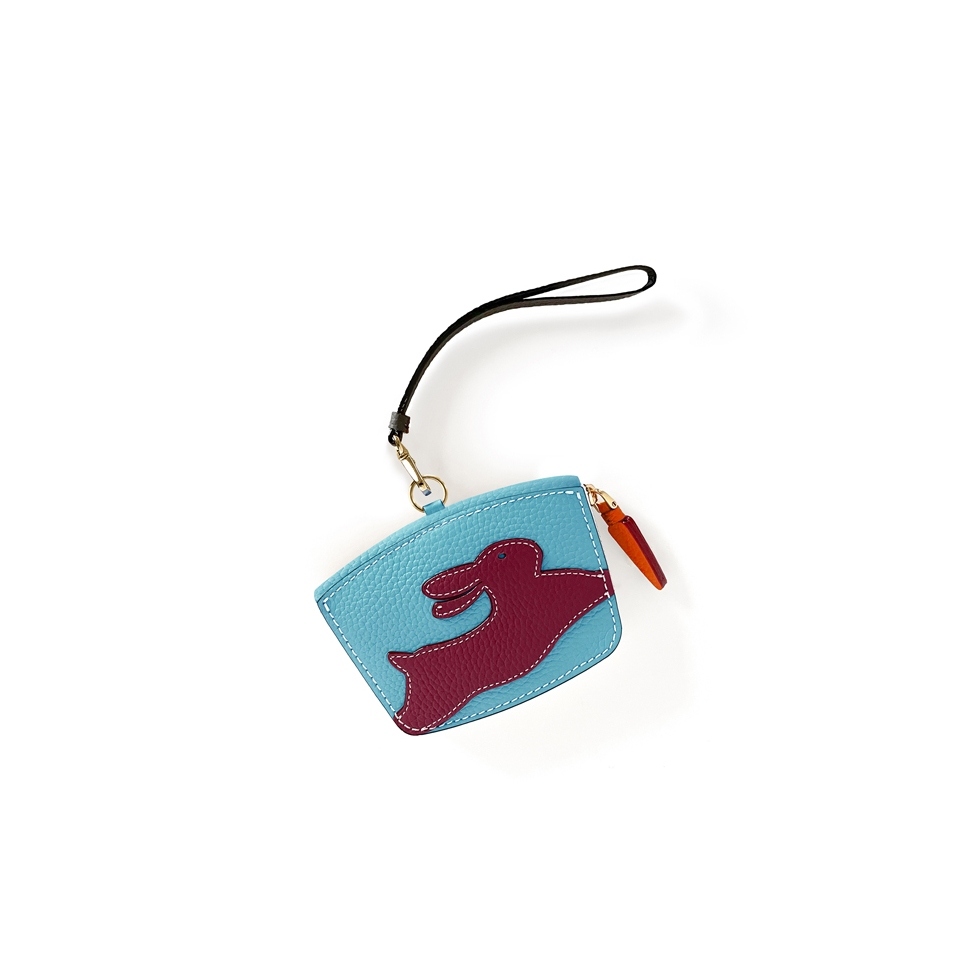 'En L'Air Monnaie Lièvre' Nappa Leather Wallet Sky Blue