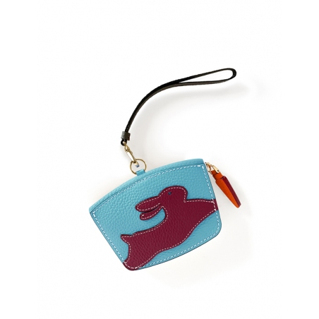 'En L'Air Monnaie Lièvre' Nappa Leather Wallet Sky Blue