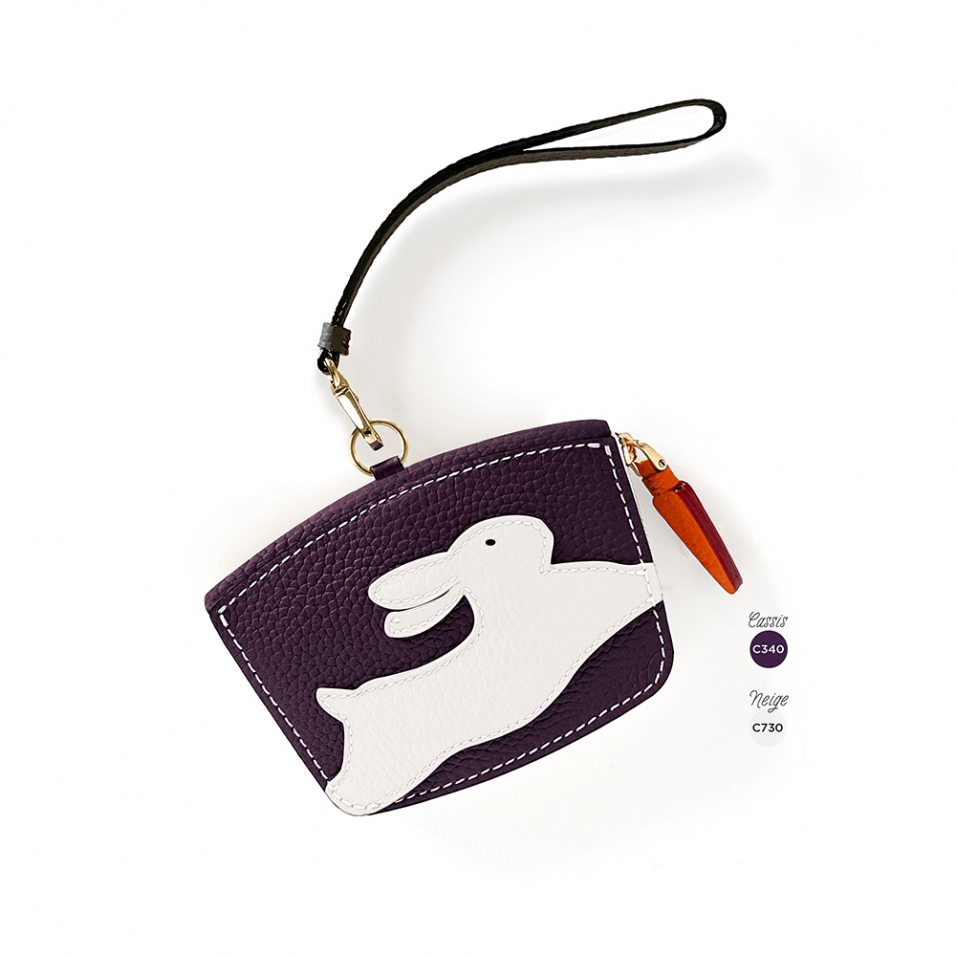 'En L'Air Monnaie Lièvre' Nappa Leather Wallet Dark Purple
