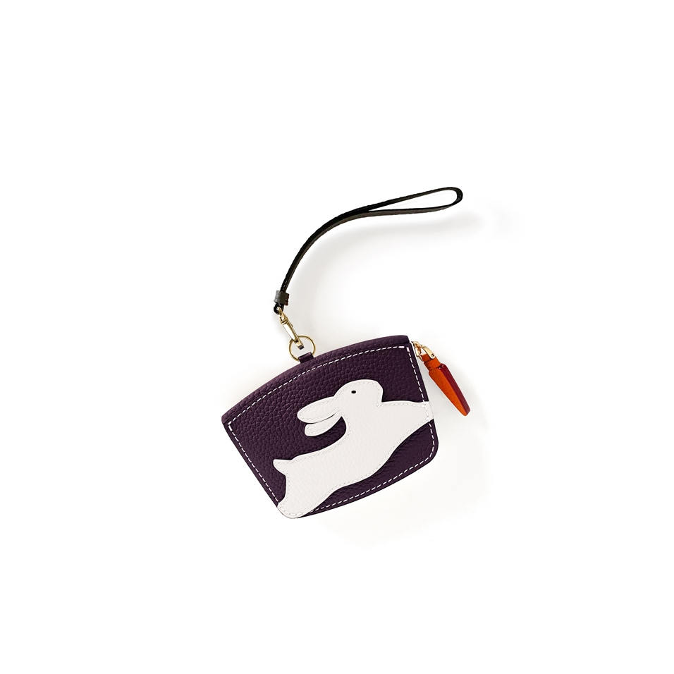 'En L'Air Monnaie Lièvre' Nappa Leather Wallet Dark Purple