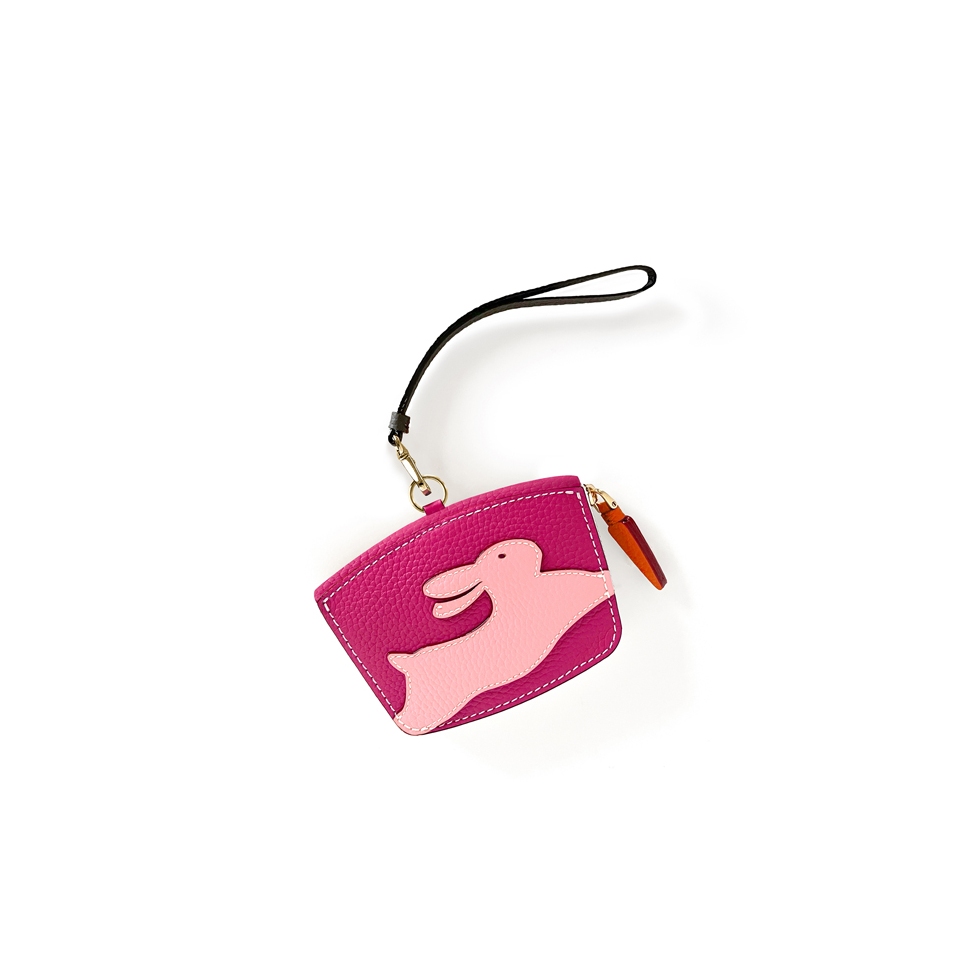 'En L'Air Monnaie Lièvre' Porte Monnaie Cuir Nappa Fuchsia