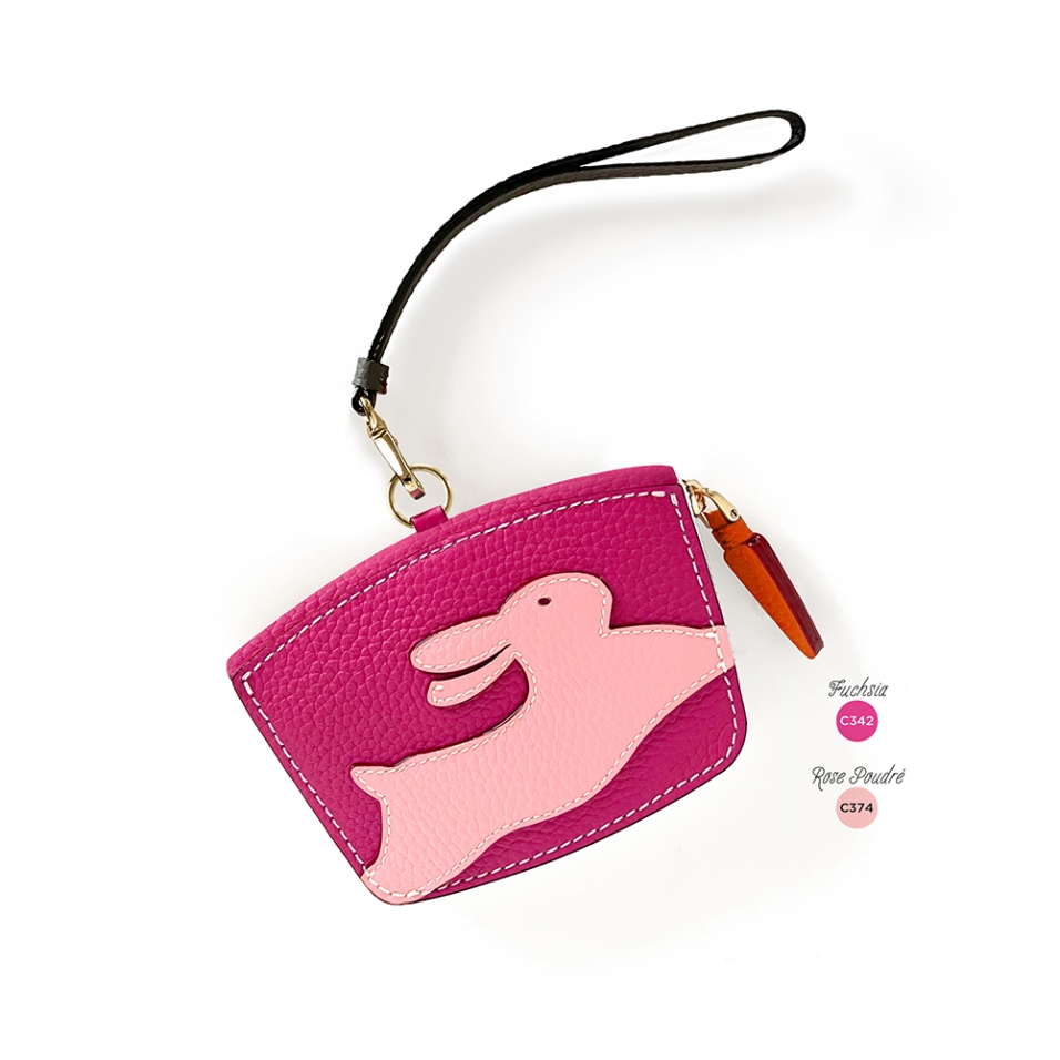 'En L'Air Monnaie Lièvre' Porte Monnaie Cuir Nappa Fuchsia