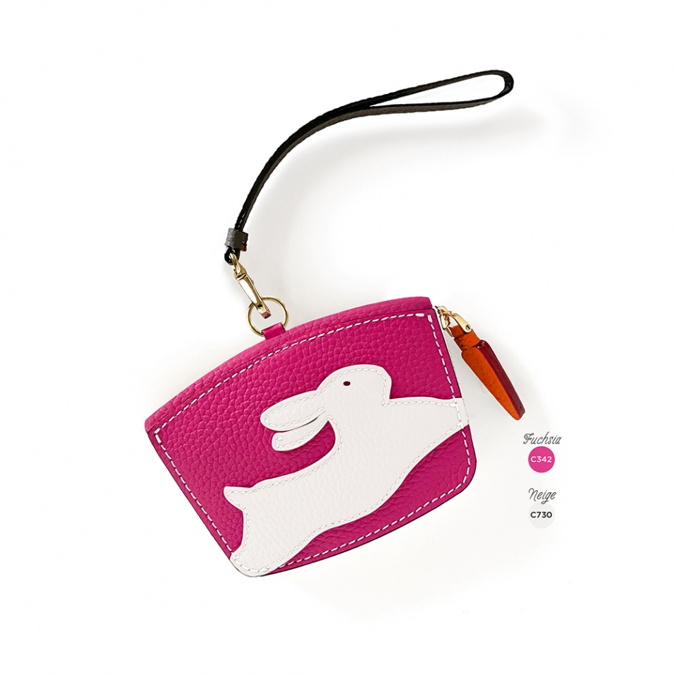 'En L'Air Monnaie Lièvre' Porte Monnaie Cuir Nappa Fuchsia