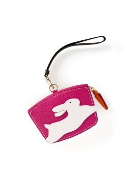 'En L'Air Monnaie Lièvre' Porte Monnaie Cuir Nappa Fuchsia