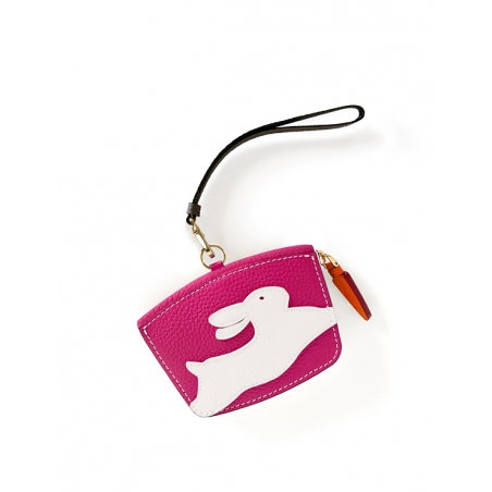 'En L'Air Monnaie Lièvre' Porte Monnaie Cuir Nappa Fuchsia