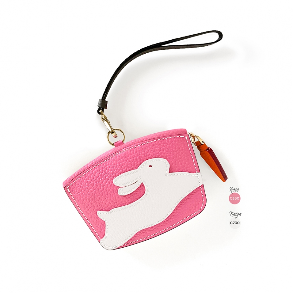 'En L'Air Monnaie Lièvre' Porte Monnaie Cuir Nappa Rose