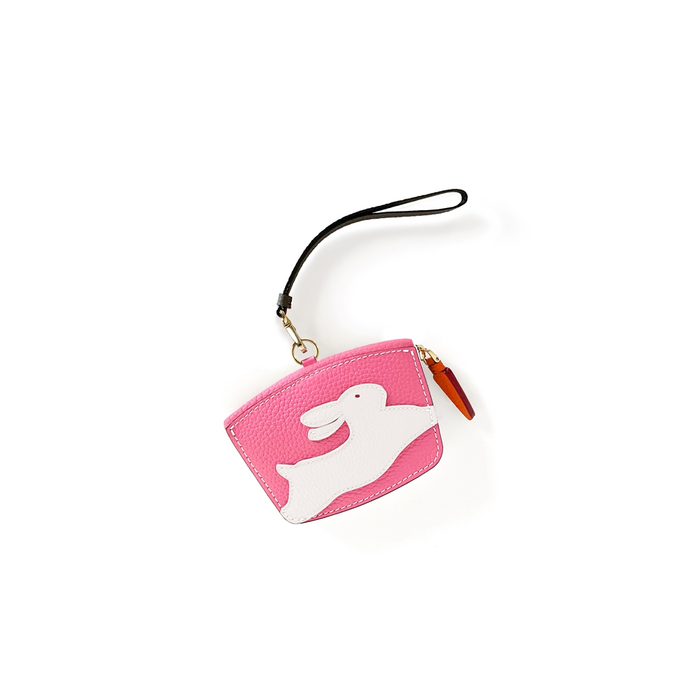 'En L'Air Monnaie Lièvre' Porte Monnaie Cuir Nappa Rose