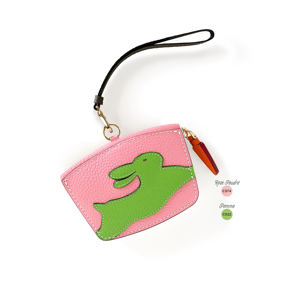 'En L'Air Monnaie Lièvre' Porte Monnaie Cuir Nappa Rose Poudré