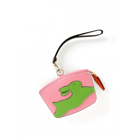 'En L'Air Monnaie Lièvre' Porte Monnaie Cuir Nappa Rose Poudré