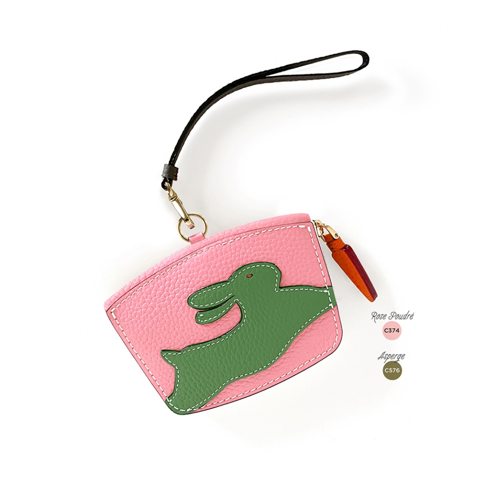 'En L'Air Monnaie Lièvre' Porte Monnaie Cuir Nappa Rose Poudré