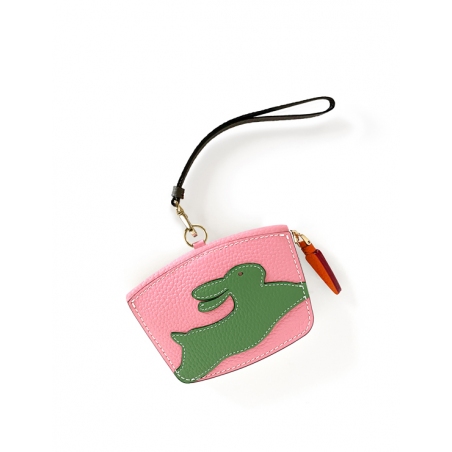 'En L'Air Monnaie Lièvre' Porte Monnaie Cuir Nappa Rose Poudré