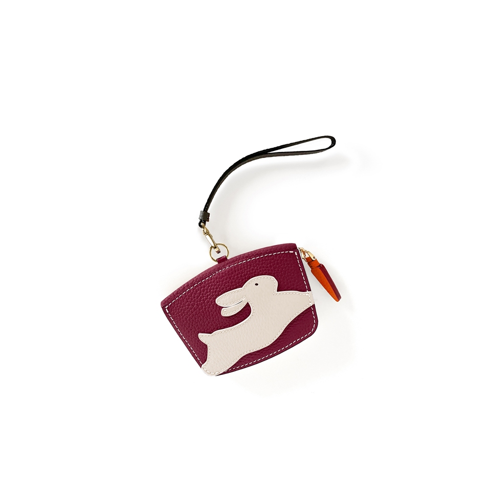 'En L'Air Monnaie Lièvre' Nappa Leather Wallet Dark Red