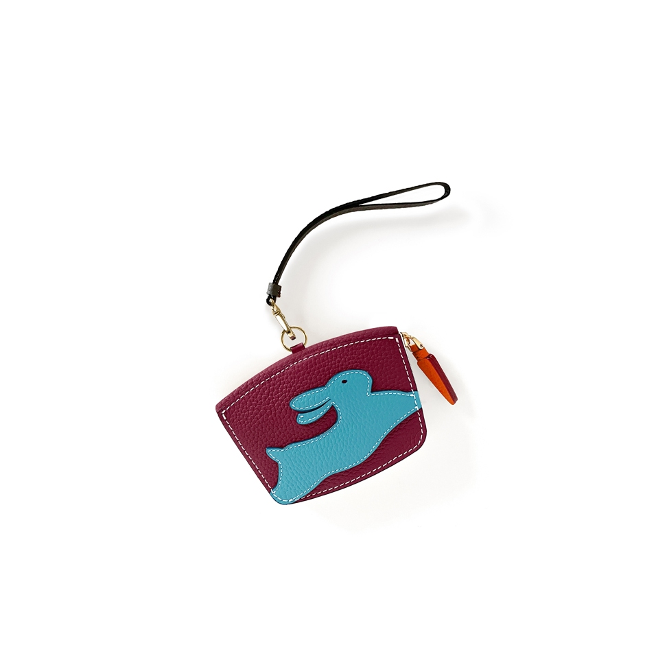 'En L'Air Monnaie Lièvre' Nappa Leather Wallet Dark Red
