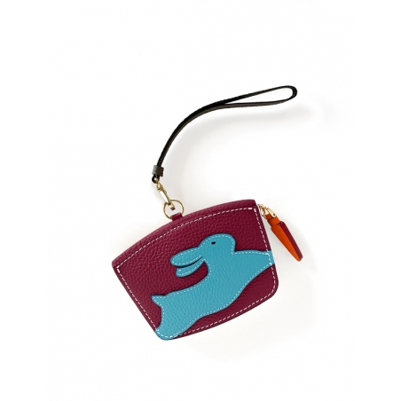 'En L'Air Monnaie Lièvre' Nappa Leather Wallet Dark Red