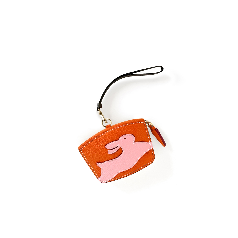 'En L'Air Monnaie Lièvre' Porte Monnaie Cuir Nappa Orange
