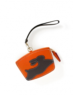 'En L'Air Monnaie Lièvre' Porte Monnaie Cuir Nappa Orange