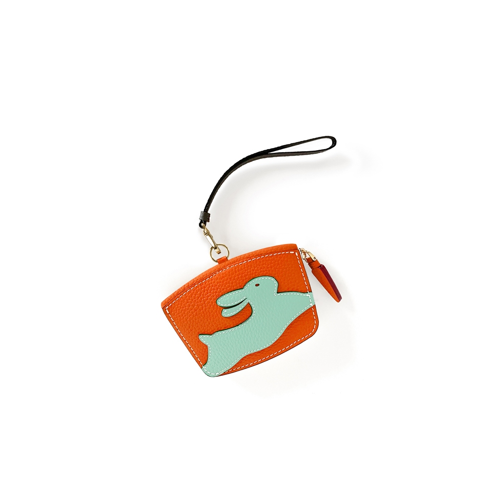 'En L'Air Monnaie Lièvre' Nappa Leather Wallet Orange