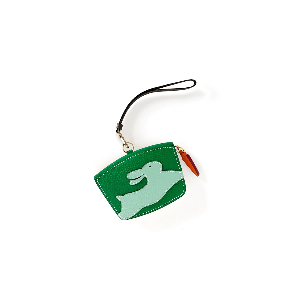 'En L'Air Monnaie Lièvre' Nappa Leather Wallet Green