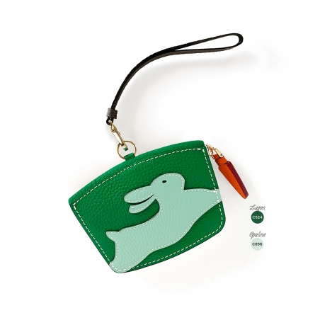 'En L'Air Monnaie Lièvre' Nappa Leather Wallet Green