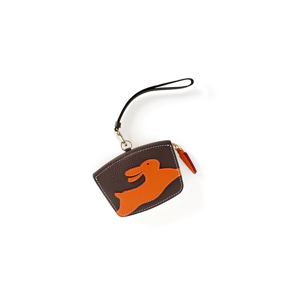 'En L'Air Monnaie Lièvre' Porte Monnaie Cuir Nappa Chocolat