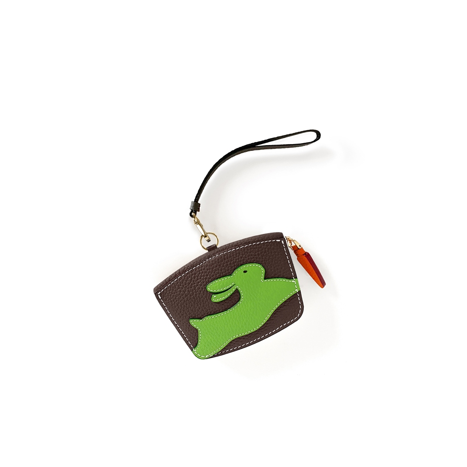 'En L'Air Monnaie Lièvre' Porte Monnaie Cuir Nappa Chocolat