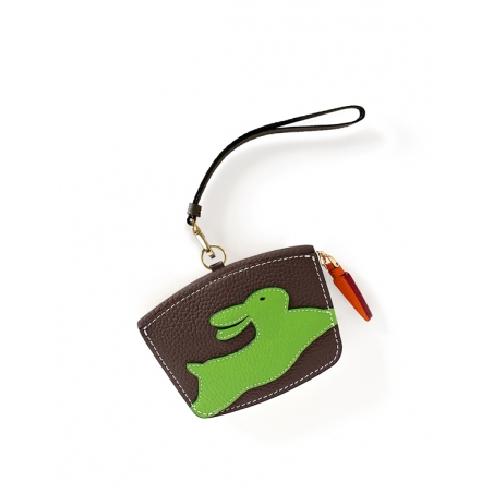'En L'Air Monnaie Lièvre' Porte Monnaie Cuir Nappa Chocolat