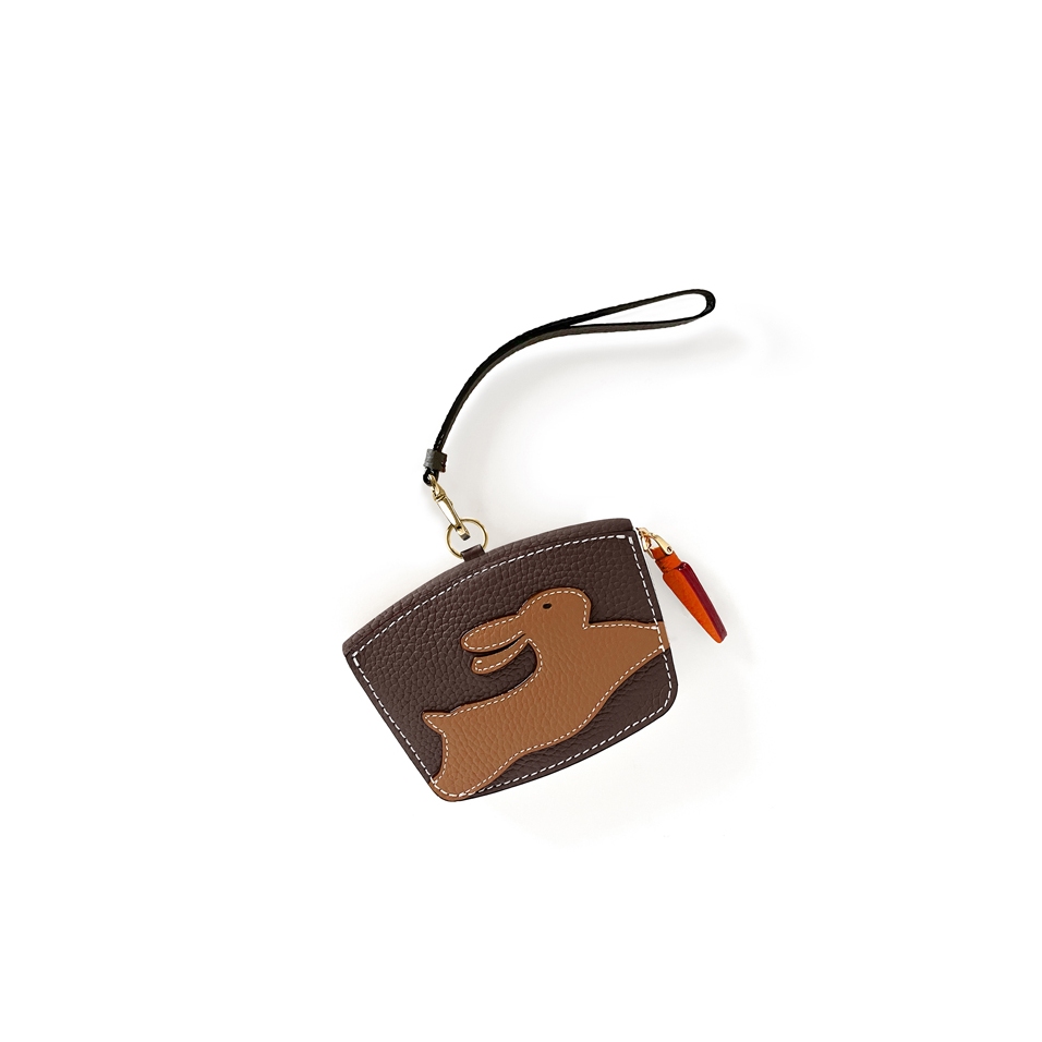 'En L'Air Monnaie Lièvre' Porte Monnaie Cuir Nappa Chocolat