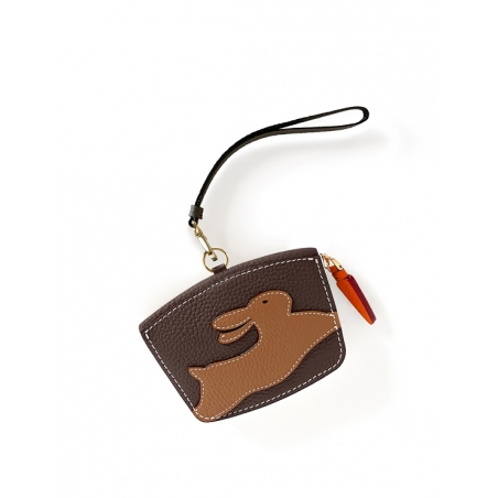 'En L'Air Monnaie Lièvre' Porte Monnaie Cuir Nappa Chocolat