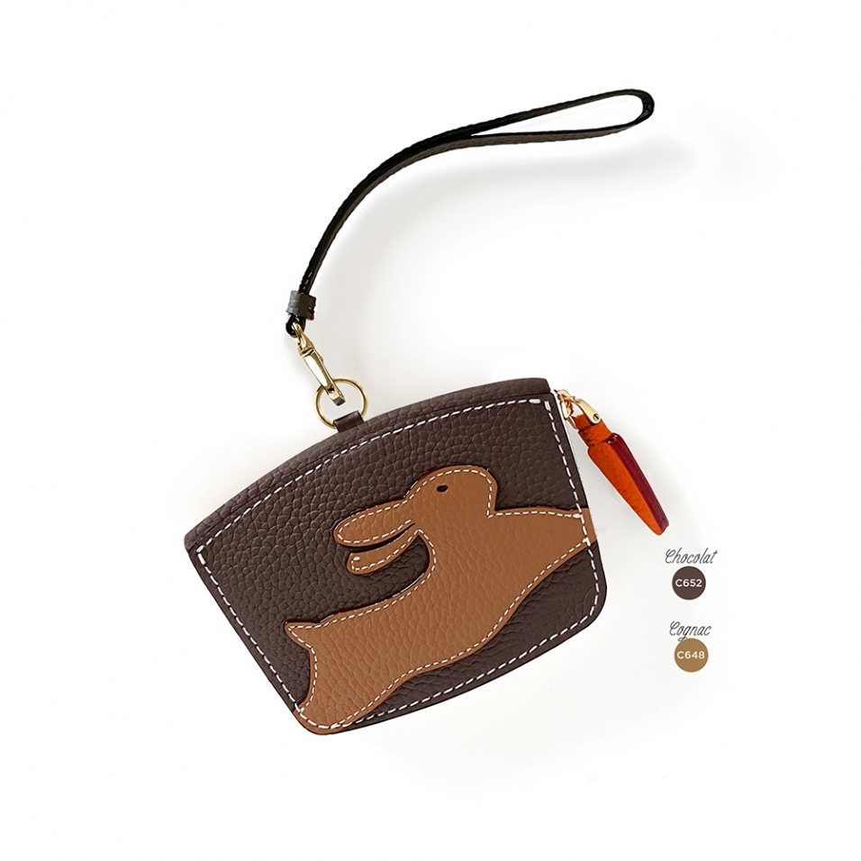 'En L'Air Monnaie Lièvre' Porte Monnaie Cuir Nappa Chocolat