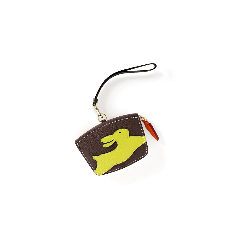 'En L'Air Monnaie Lièvre' Porte Monnaie Cuir Nappa Chocolat