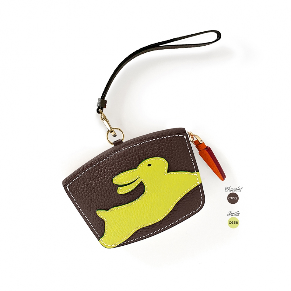 'En L'Air Monnaie Lièvre' Porte Monnaie Cuir Nappa Chocolat