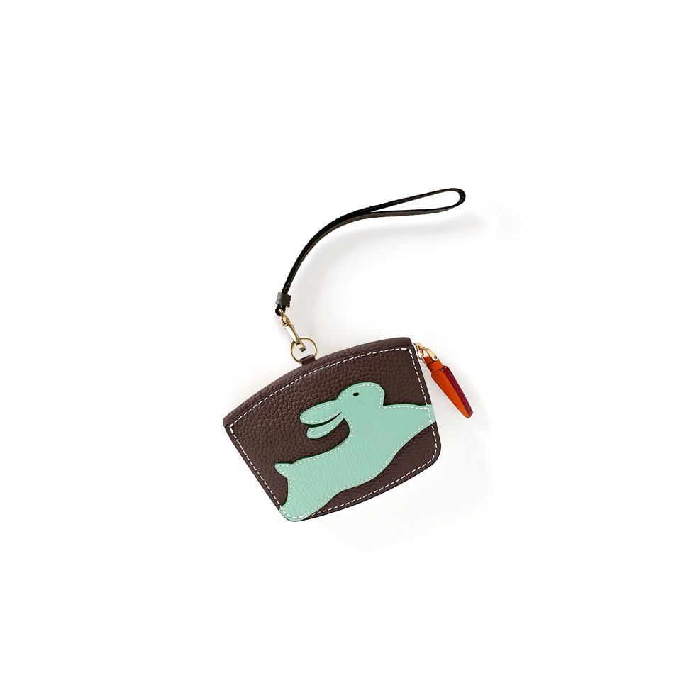 'En L'Air Monnaie Lièvre' Porte Monnaie Cuir Nappa Chocolat