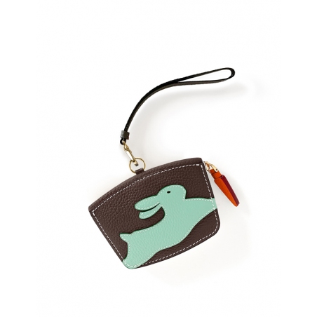'En L'Air Monnaie Lièvre' Porte Monnaie Cuir Nappa Chocolat