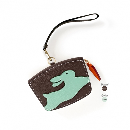 'En L'Air Monnaie Lièvre' Porte Monnaie Cuir Nappa Chocolat