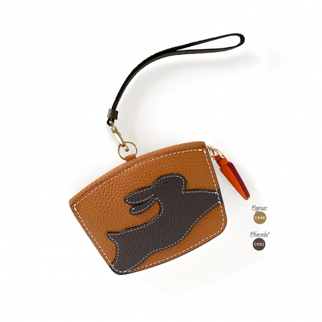 'En L'Air Monnaie Lièvre' Nappa Leather Wallet Cognac