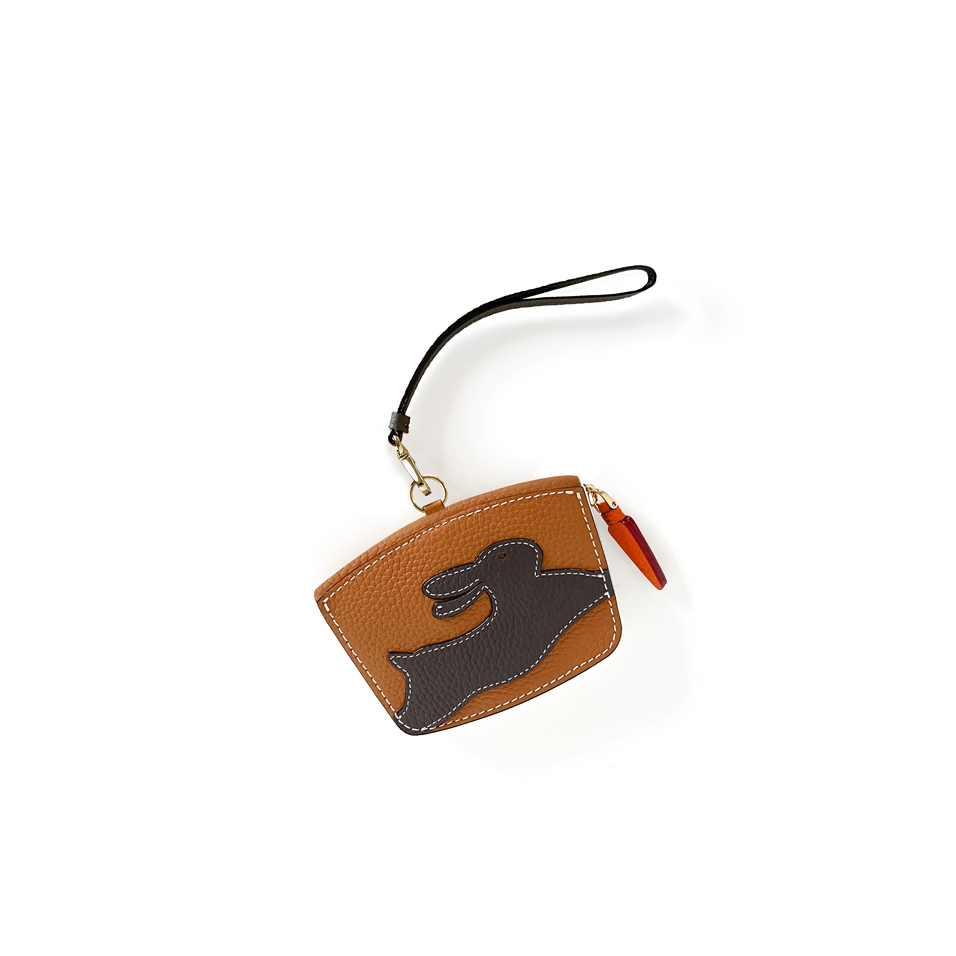 'En L'Air Monnaie Lièvre' Porte Monnaie Cuir Nappa Cognac