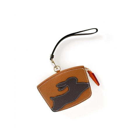 'En L'Air Monnaie Lièvre' Porte Monnaie Cuir Nappa Cognac