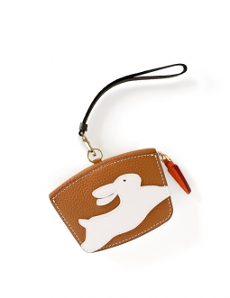 'En L'Air Monnaie Lièvre' Porte Monnaie Cuir Nappa Cognac