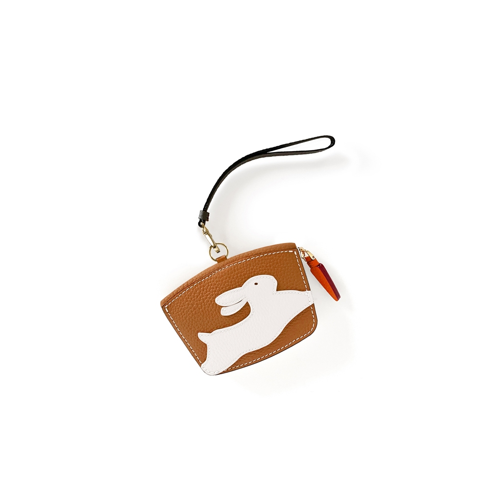 'En L'Air Monnaie Lièvre' Porte Monnaie Cuir Nappa Cognac